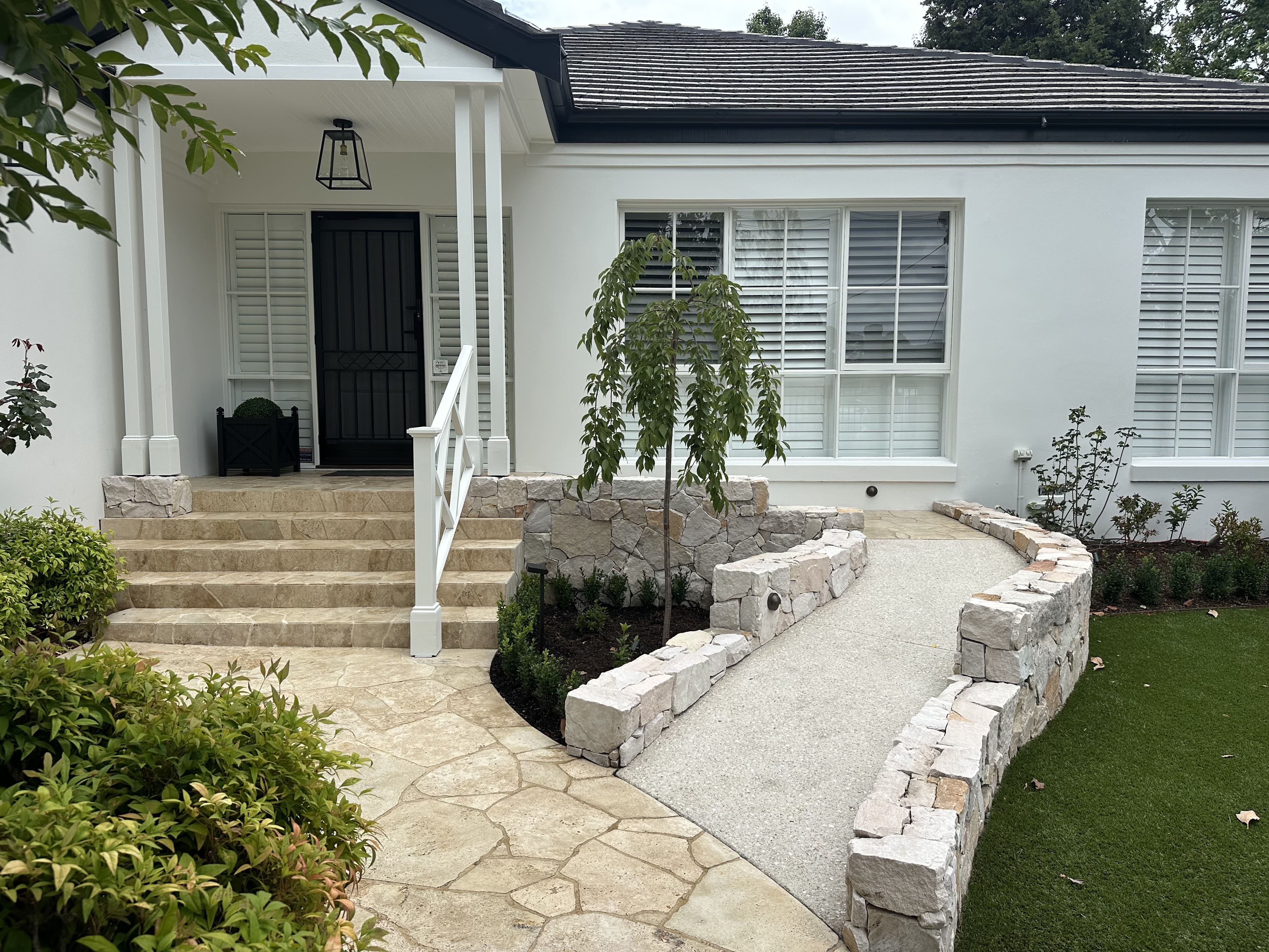 Colourful garden and hardscape finish